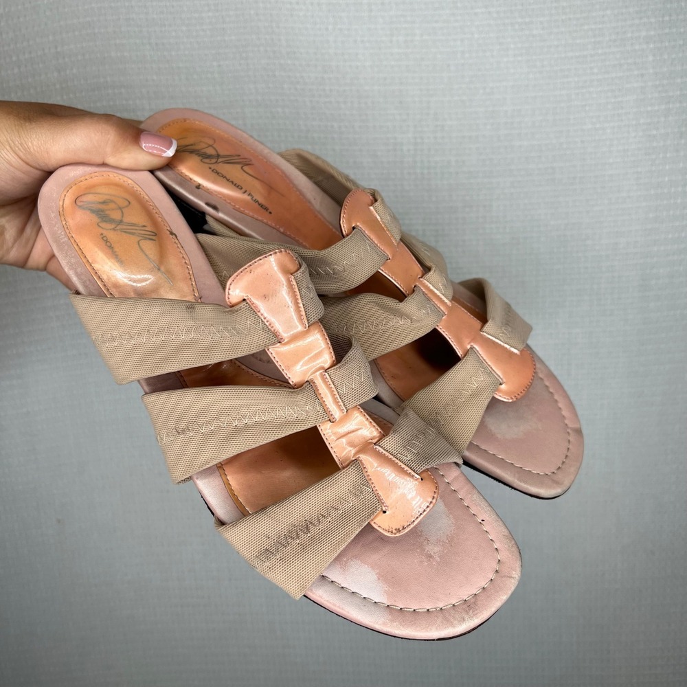 Donald J Pliner Vintage Y2K Women's Peach Beige‎ Leather Heeled Sandals Size 10M